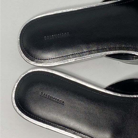 Balenciaga Cagole Metallic Leather Flat Sandals size 40 - Picture 8 of 14